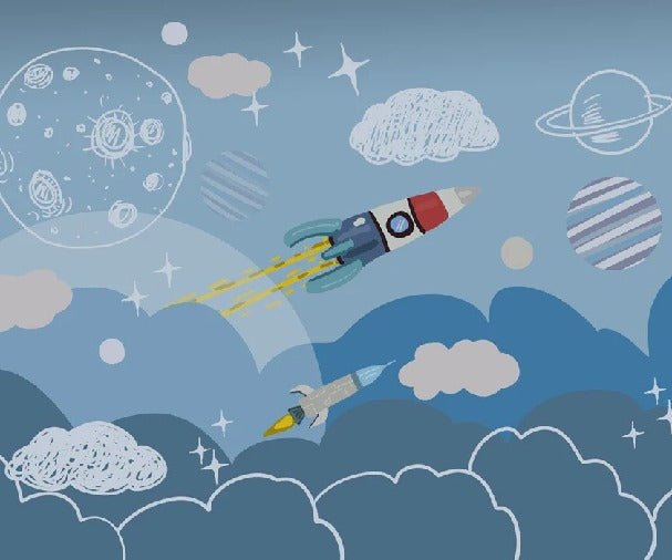 Children's wallpaper rocket space