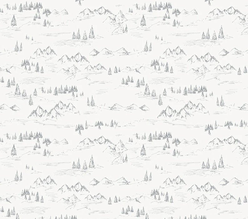 Mountain and fir tree illustration wallpaper
