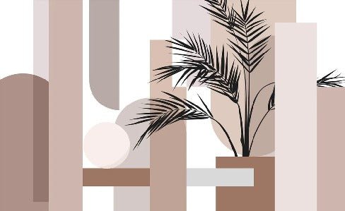 Terracotta geometric panoramic wallpaper