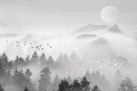 Mystic mountain mist wallpaper