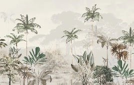 Panoramic jungle eden green wallpaper