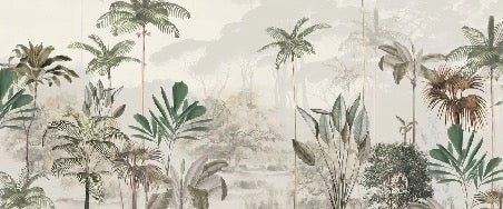 Panoramic jungle eden green wallpaper
