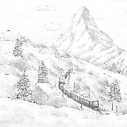 Black and white Matterhorn panoramic wallpaper