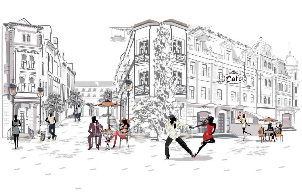 Panoramic wallpaper Parisian stroll