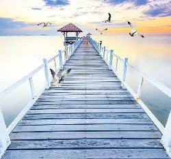 Trompe l'oeil wallpaper Pontoon sea view