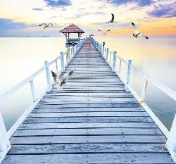 Trompe l'oeil wallpaper Pontoon sea view