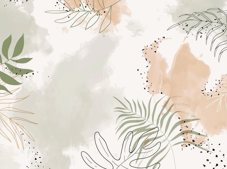 Panoramic vegetal watercolor wallpaper