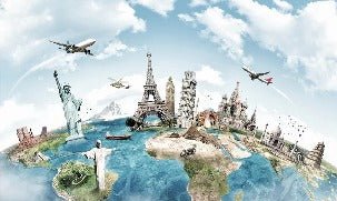 World map & Monument wallpaper