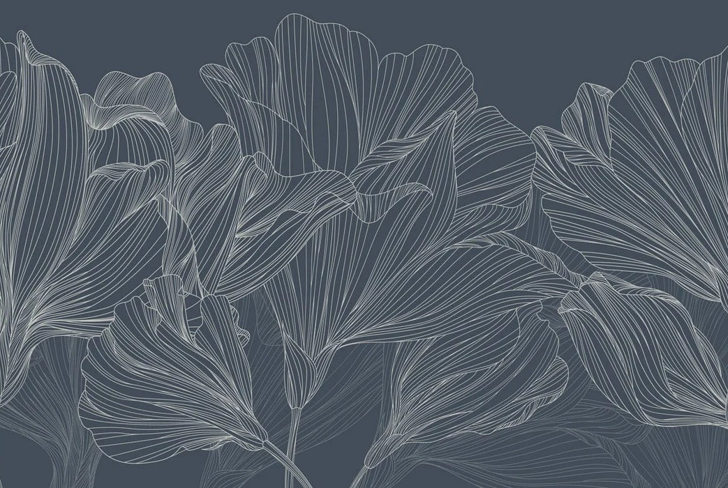 Blue waltz of flowers panoramic wallpaper