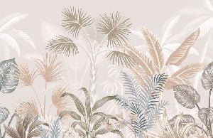 Panoramic terracotta jungle wallpaper