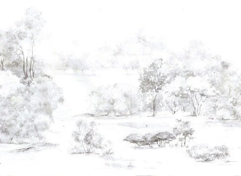 Watercolor pine forest wallpaper