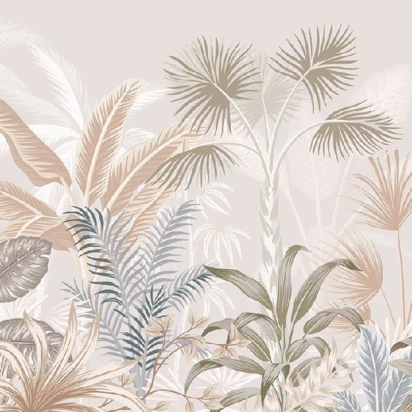 Panoramic terracotta jungle wallpaper