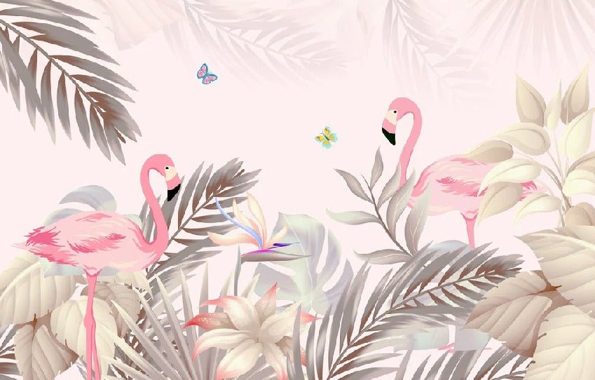 Palm & Flamant Rose wallpaper
