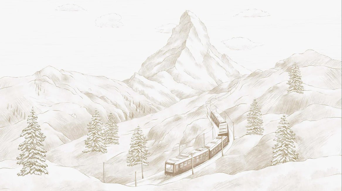 Panoramic Matterhorn sepia wallpaper