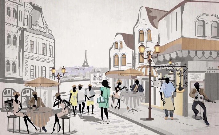 Wallpaper bistrot paris café en terrasse