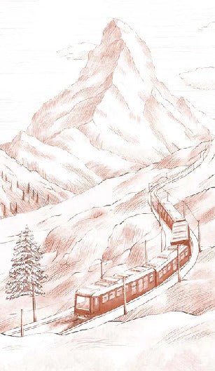 Panoramic Matterhorn terracotta wallpaper