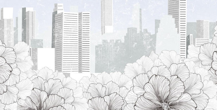 Black and white modern New York city wallpaper