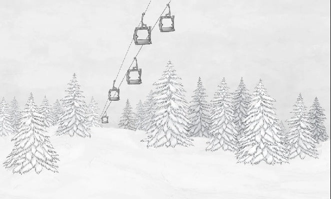 Black & white gondola mountain wallpaper