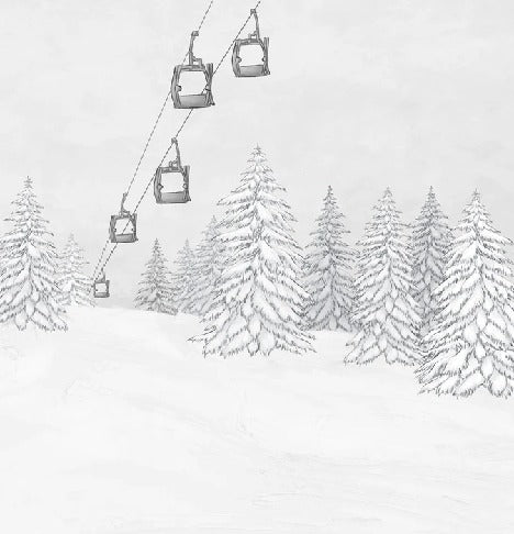 Black & white gondola mountain wallpaper