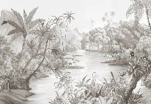 Picturesque jungle panoramic wallpaper