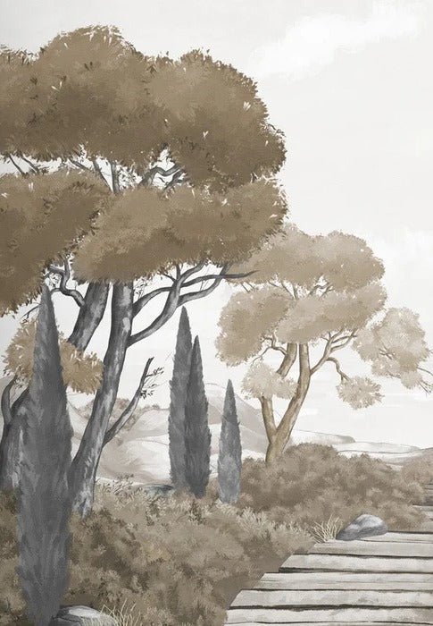 Papier peint balade dans les calanques brun, XXL, tendance