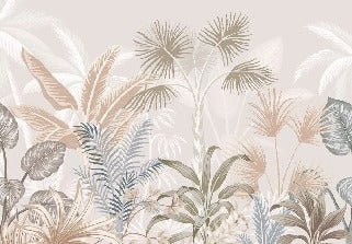 Panoramic terracotta jungle wallpaper