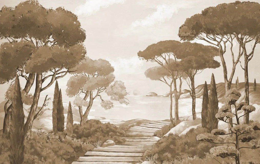 Wallpaper stroll in the calanques monochrome