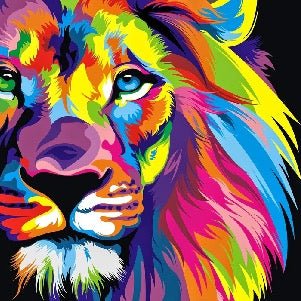 Panoramic lion color pop wallpaper