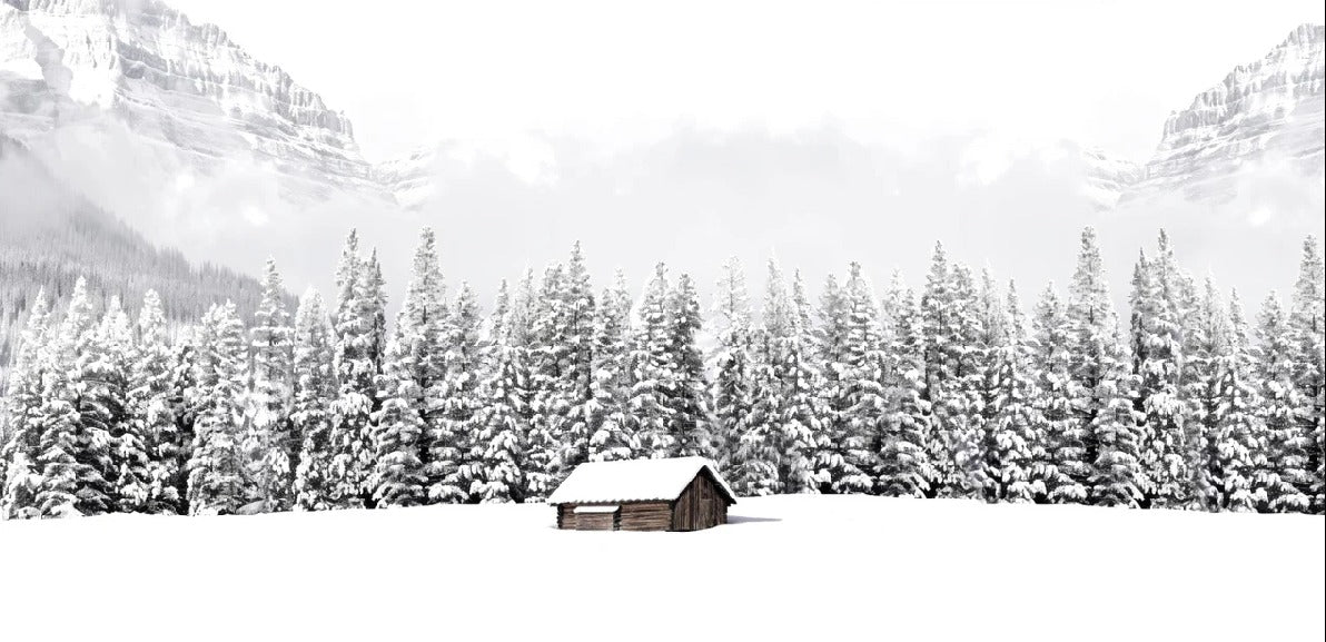 Panoramic mountain chalet wallpaper