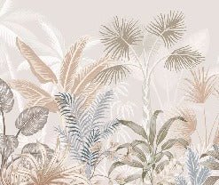 Panoramic terracotta jungle wallpaper