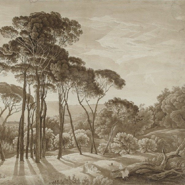 Panoramic amber Italian landscape wallpaper