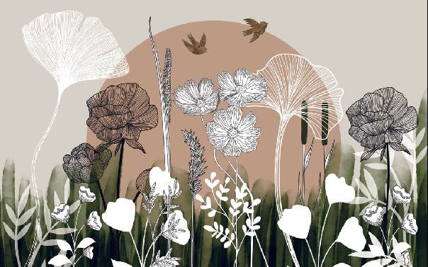 Panoramic floral wallpaper