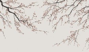 Sakura beige panoramic wallpaper