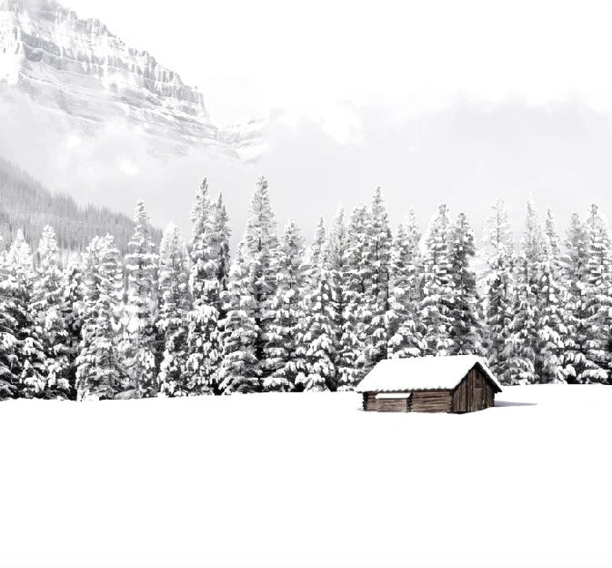 Panoramic mountain chalet wallpaper