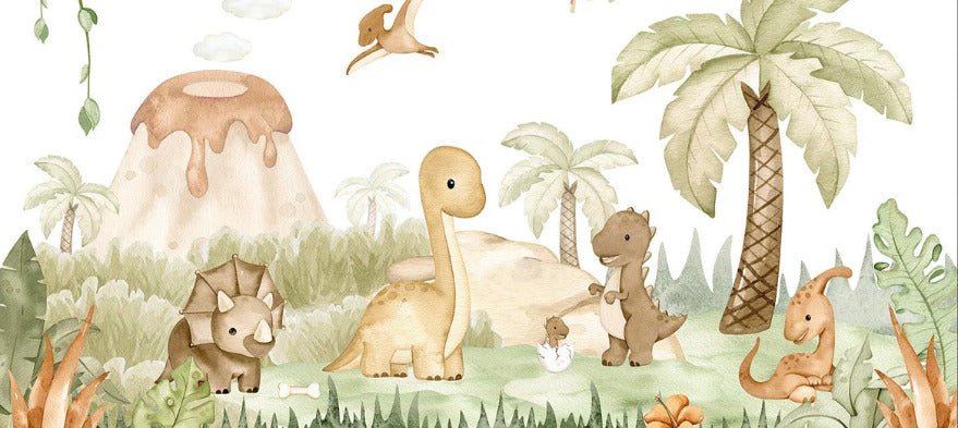 Papier peint bébés dinosaures au parc, XXL, tendance