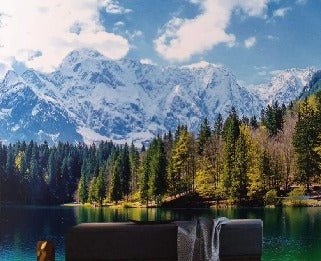 Panoramic wallpaper Mountain lake in Haute Savoie