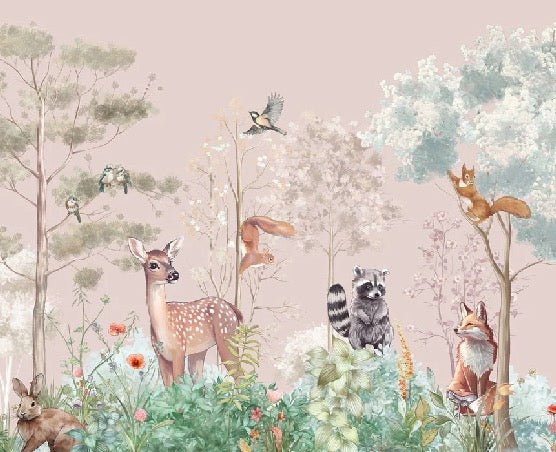 Children's bedroom wallpaper magic nature pink
