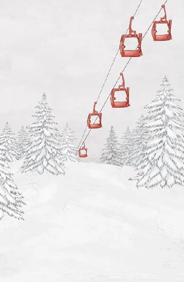 Papier peint montagne télécabine rouge, XXL, tendance