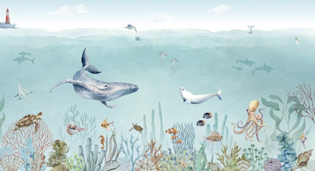 Panoramic sea life wallpaper