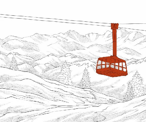 Papier peint La Plagne télécabine rouge, XXL, tendance