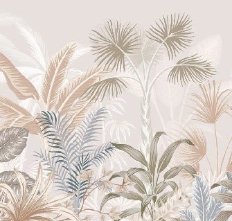 Panoramic terracotta jungle wallpaper