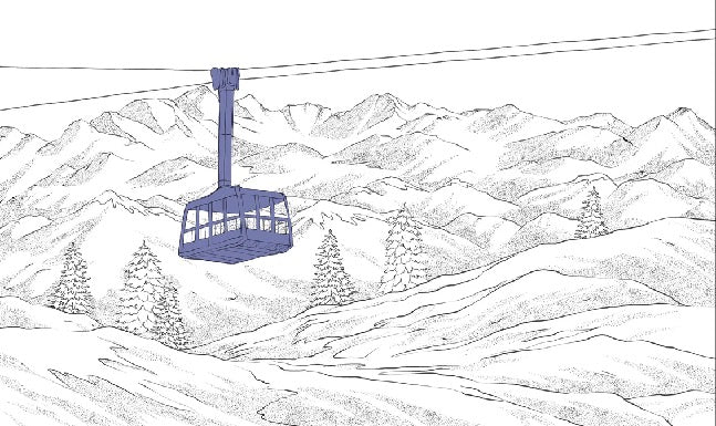 La Plagne telecabine wallpaper blue