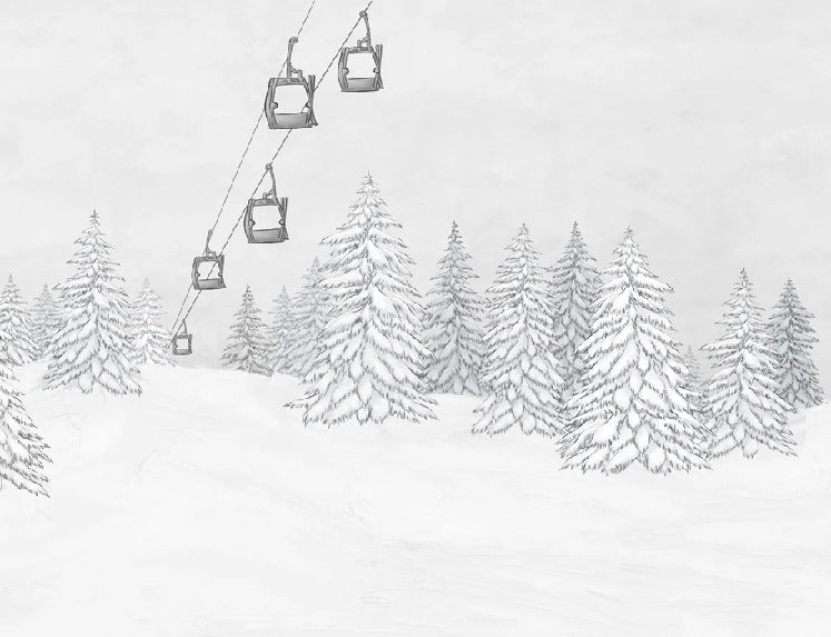 Black & white gondola mountain wallpaper