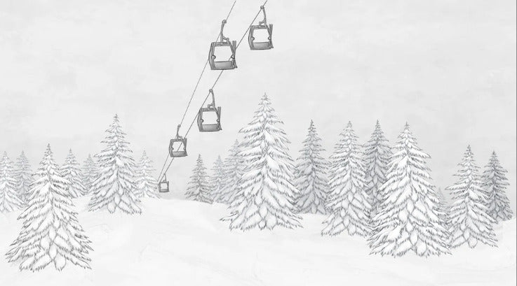 Black & white gondola mountain wallpaper