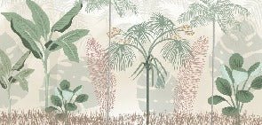 Panoramic pastel jungle wallpaper