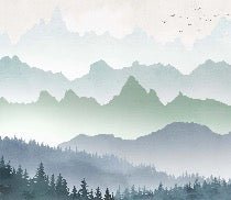 Papier peint brume matinale forêt, XXL, tendance