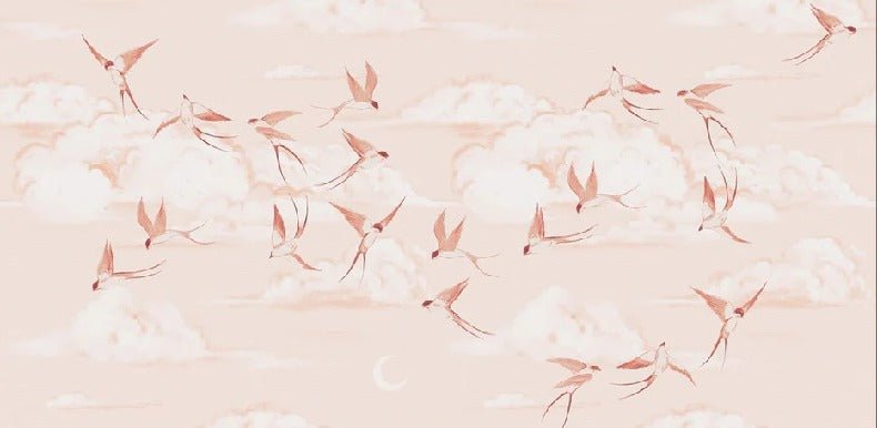 Terracotta poetic children's bedroom wallpaper