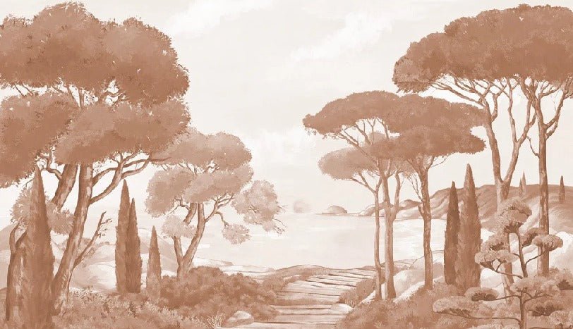 Papier peint balade dans les calanques terracotta, XXL, tendance