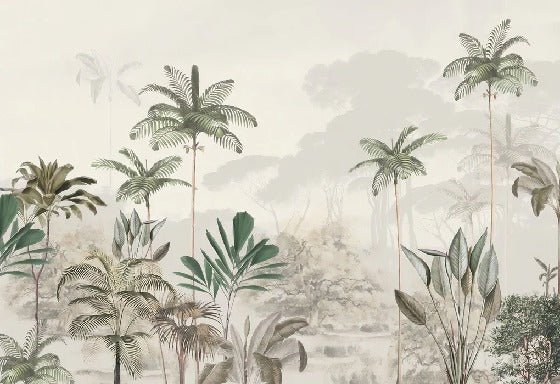Panoramic jungle eden green wallpaper