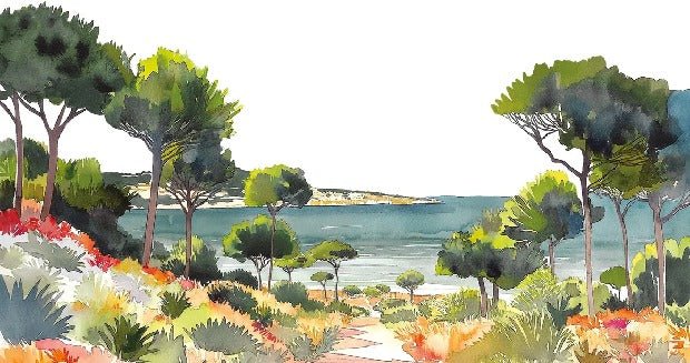 Panoramic summer air wallpaper